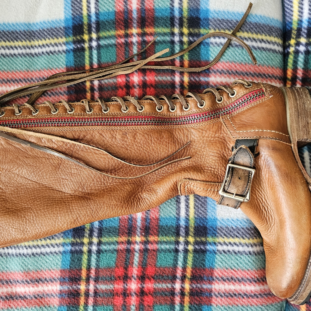 Freebird By Steven Brown Leather Knee-High Boots with Buckle
